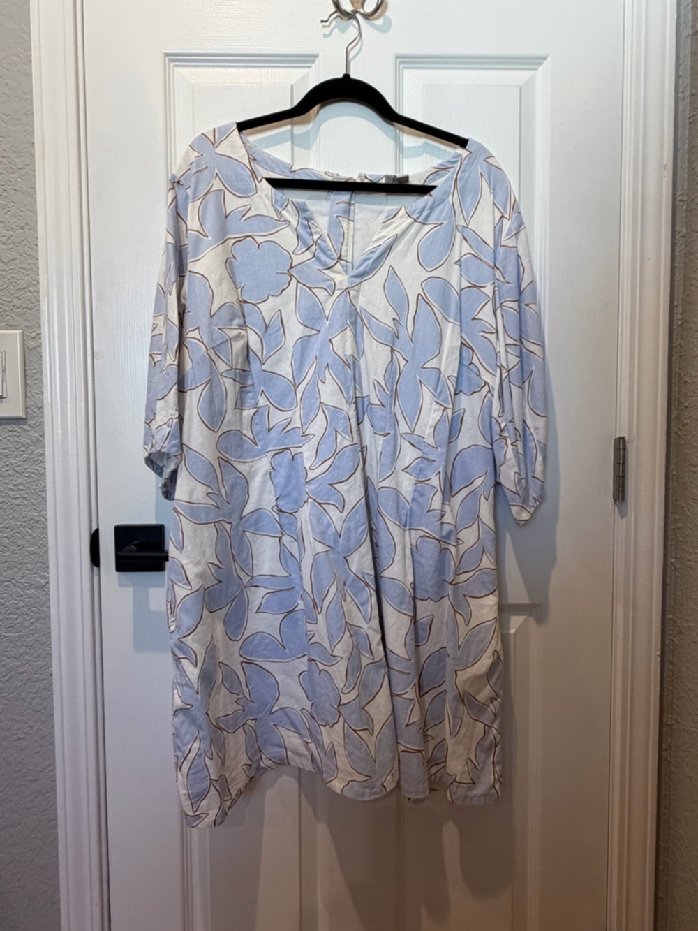 Women’s Puff Short Sleeve Corset Mini A Line Dress- A New Day Blue Floral 17